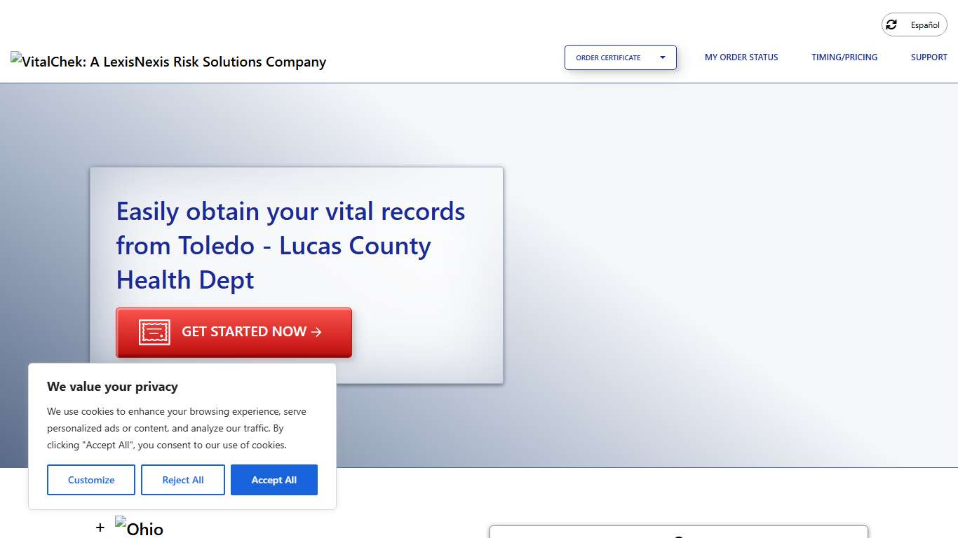 Toledo - Lucas County Health Dept (OH) Order Certificates - VitalChek
